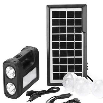 3,5 W соларен панел, 3 електрически крушки, фенерче, енергоспестяващ слънчева светлина, външен, вътрешен, акумулаторна батерия led лампа