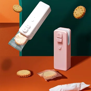 2 В 1 USB Мини отварачка за запечатване на магнитни пакети Акумулаторна преносима машина за запечатване храни и закуски, термосвариватель кухненски пакети