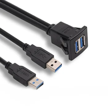 Двоен USB конектор Cabe USB3.0 за автоматично удължител за скрит монтаж в табло на Квадратен USB-кабел за мотоциклет
