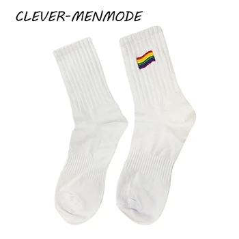 Мъжки памучни спортни чорапи със средна дължина, ежедневни удобни чорапи дишащи бели черни чорапи