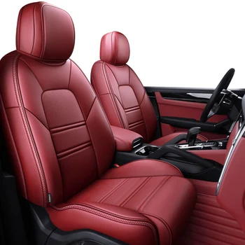 Автомобилни аксесоари, самостоятелно монтиране, седалките, пълен комплект от естествена кожа с перфорации по средата, специално за Porsche Cayenne Macan Panamera