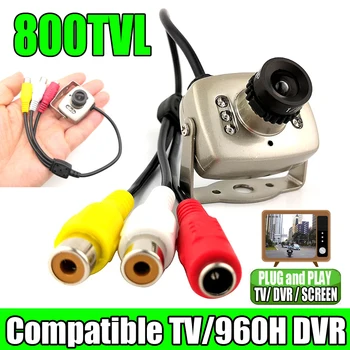 Супер мини Метална 800TVL Камера за Видеонаблюдение HD е Аналогов CVBS Съвместим Телевизор За Дома 4LED IR за нощно виждане с монтиране на стена