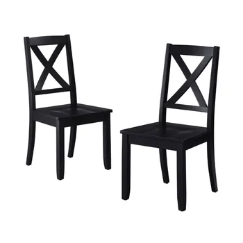 Трапезни столове Maddox Crossing, комплект от 2 черни столове, стол за ресторант в трапезария, мебели в скандинавски стил