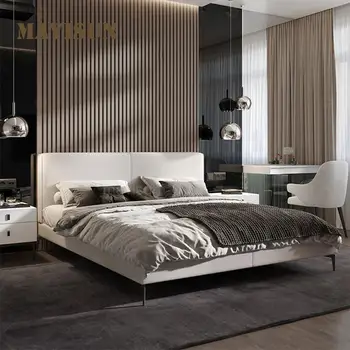 Лека луксозна спалня, малък апартамент, свалящ се и моющаяся тъканно легло 1,5 1,8 м, модерна минималистичная мебел, двойно легло