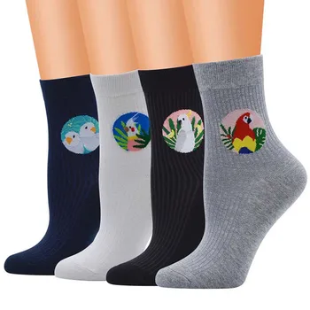 6 чифта женски чорапи в стил ретро, реколта чорапи с красиви птици Мейас, женски кавайные смешни чорапи, мультяшные кальцетины, памук, Япония