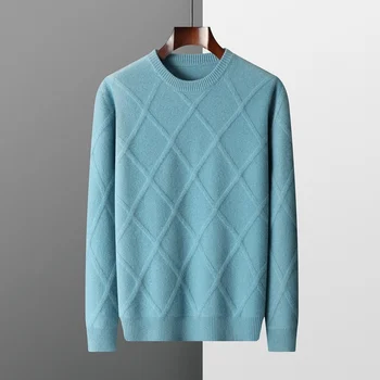 Лидер в продажбите, пуловер, мъжки пуловери с дълги ръкави, обикновена възли ежедневните бизнес пуловер от 100% кашемировой вълна, мъжки пуловери S-XXL