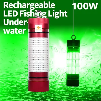 Батерията вътре 100 W 200 W лампа за подводен риболов Бял зелен led лампа за риболов на калмари