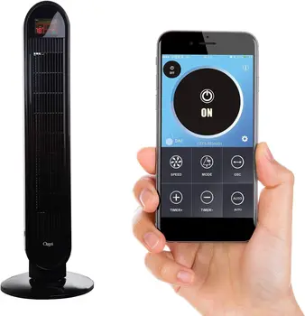 Колебательный вентилатор с Bluetooth и технология за намаляване на шума с микролопастями, Черен
