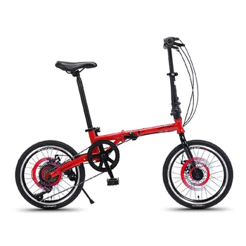 Сгъваем велосипед 16 инчов Велосипед с рамка от високо стомана тежкотоварни гуми предна и задна механични дискови спирачки