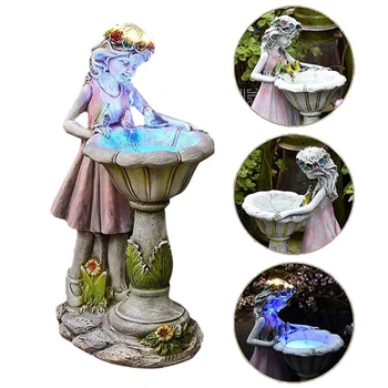 Статуята на цветя феите, украшение от слънчева светлина, декорация за градината във вътрешния двор, скулптура на ангел от смола, микро-озеленяване декор
