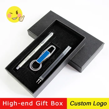1 комплект метални гелевых писалки, химикалки за подписване в бизнес офиса, черна въглеродна неутрална дръжка, подарък дръжка с подарък предавателна кутия, лого по поръчка на лазер, 4 цвята