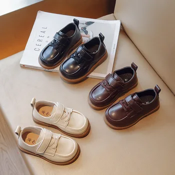 Детска кожена Обувь2023, пролет-есен нова британската кожени обувки, нескользящая обувки за изяви, детски обувки за момчета, модни и ежедневни обувки