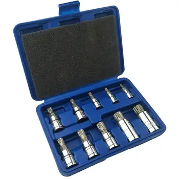 10 бр./компл. XZN подделанный тройна квадратен шлицевой набор от дюзи за бита с кутия за съхранение, M4-5-6 M8-9-10-12, M14, M16, 18 - CRV