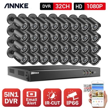 ANNKE 32CH H. 264 + 1080P Lite система за видеонаблюдение DVR 32шт 2.0 MP камера IR за нощно виждане за сигурност Комплект за видеонаблюдение 1080P
