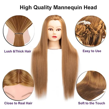 55-60 см, 85% са истински човешки косми, главата на манекена за обучение, полагане на коса, професионални фризьорски и козметични кукли, главата