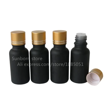 500 бр./лот на Едро, черна стъклена опаковка за етерични масла, козметични флакон 20 ml с винт на капака Glod
