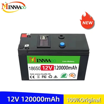 12 Батерия 120Ah 18650 литиево-йонна акумулаторна батерия Акумулаторна батерия за слънчева енергия батерията электромобиля + зарядно устройство 12.6v3A