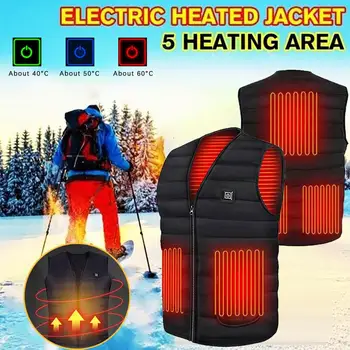 Езда на мотоциклет, есен-зима, умен нагревателен памук USB инфрачервен електрически жилетка, градинска гъвкава топло яке