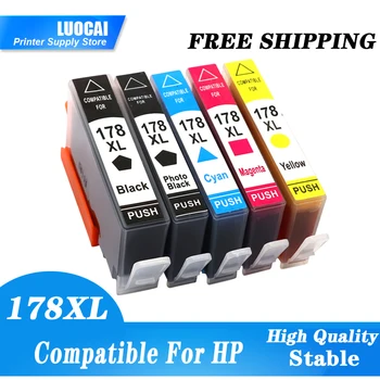 LuoCai 5 бр. съвместим мастило касета за HP 178 178XL за HP Deskjet 3070A 3520 6510 B010B B109a B109n B110a B210b B209a принтер
