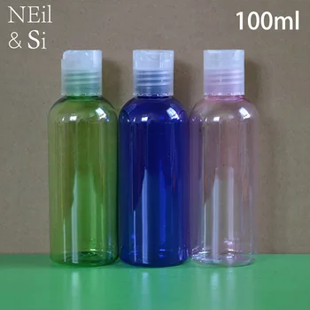 100 ml пластмасова бутилка с прес-капак за еднократна употреба, козметични шампоан, гел за душ, бутилки за крем, розов, зелен, син, бял, кафяв, безплатна доставка