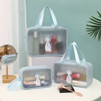 Чанта с цип, квадратна чанта, козметични чанти от PVC с голям капацитет, прозрачна косметичка, чанта за съхранение на тоалетни принадлежности, козметика чанти