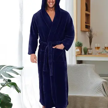 Луксозен плюшено халат с дълъг ръкав, топлото мъжки удебелена плюшен нощница, халат за баня, пижами