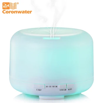 Coronwater 500 мл дифузор ароматния етерично масло AH507, ултразвуков овлажнител на въздуха, 7 led лампи, променящия се цвят, за офиса и дома