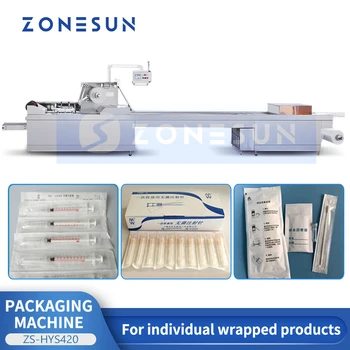 Пакетираща машина с хоризонтален поток ZONESUN Хигиенни средства Памучни тампони спринцовки, комплекти за тестване на реактиви Индивидуални опаковки ZS-HYS420