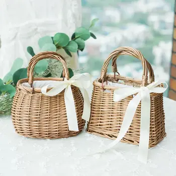 Кошница за цветя от ратан, корея, ракита, кошница за зеленчуци, ратанови чанта, ракита, нова дамска чанта, лятна бамбук чанта Ins