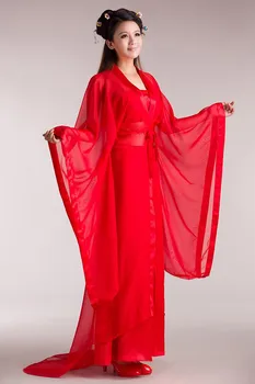 Нов костюм ханьфу, класически китайски бели/червени/розови костюми за народни танци, тъканно перевязь от плат Хан/талията и колана/шифоновый пясък