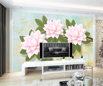 Японски стил розово цвете 3D TV фонови картинки модерен минимализъм спалня ТЕЛЕВИЗИЯ тапети домашни фотообои