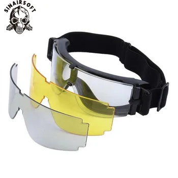 USMC Еърсофт X800 Ловни Военни Точки Тактически Выпученные Очила за Защита От Вятър Туристически очила Слънчеви Очила 3 Лещи