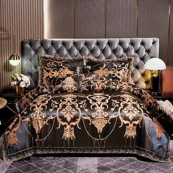 Луксозен жаккардовый комплект спално бельо Home Queen King Size, комплект спално бельо, 4 бр., чаршаф, калъфки за възглавници, комплект чаршафи