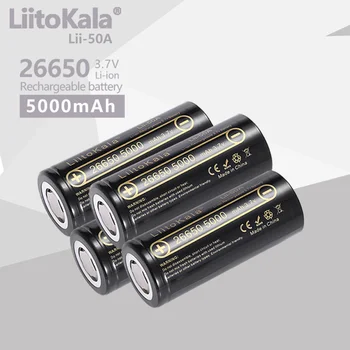 4 бр. LiitoKala Lii-50A Висок Капацитет 100% Оригинал 26650 3,7 5000 ма 20A Литиево-йонна батерия 26650A, Електрическа батерия pacck